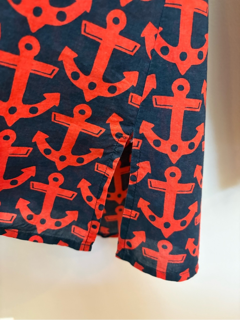 Vineyard Vines Anchor Print Tunic Top Navy Red Long Sleeve V-Neck Size M EUC - Picture 5 of 7